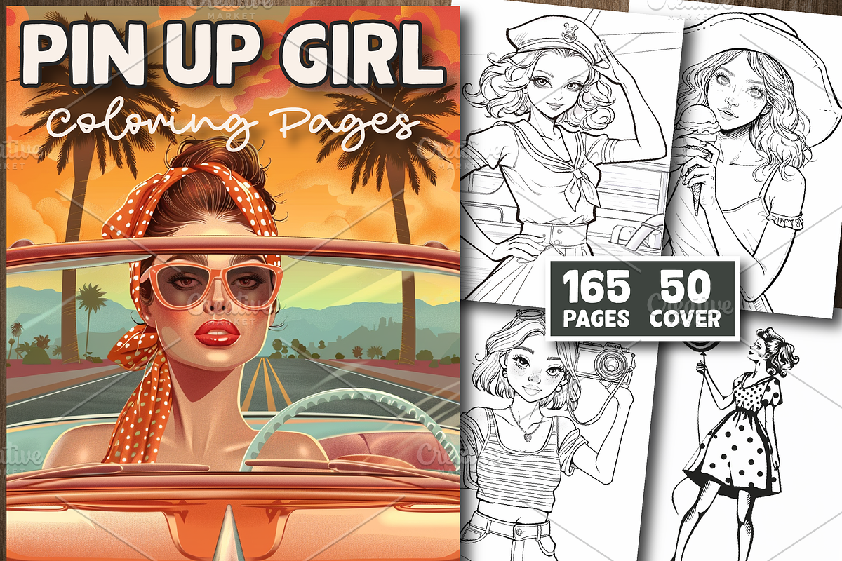 Pin Up Girl Coloring Pages, a Person Illustration by Design Station (Photo 1 of 4)
