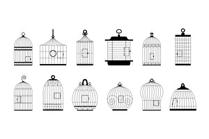 Black cages set. Cage for birds, an Animal Illustration by LadadikArt