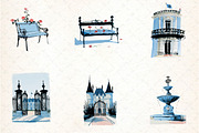 Chateau Clipart - Vintage Doodles, an Illustration by DreamCafeArt (Thumbnail 3 of 8)