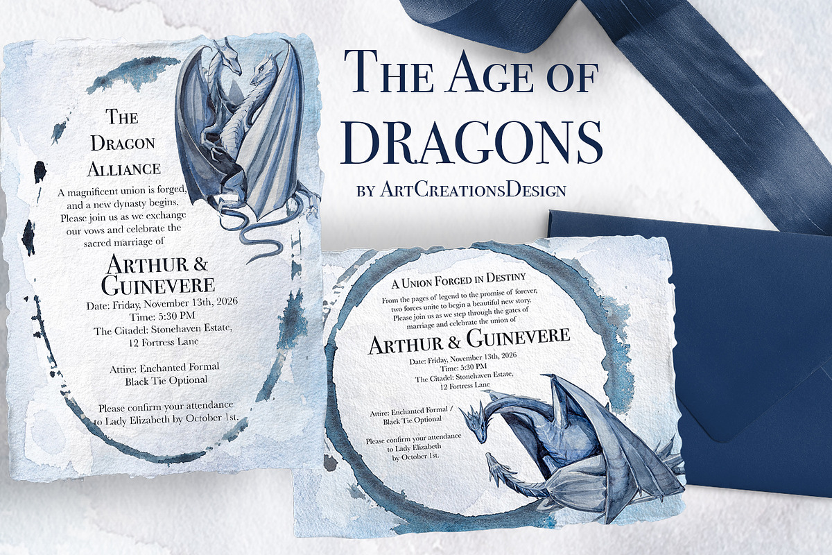 The Age Of Dragons Clipart Set, a Decorative Illustration by ArtCreationsDesign (Photo 8 of 18)