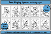 Bear Playing Sports Coloring Pages, a Sport Illustration by Lamia Emad (Thumbnail 1 of 5)
