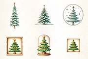 Christmas Tree Postage Stamps Clipar, an Illustration by CrexoraLab (Thumbnail 3 of 5)