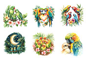 Watercolor Tropical Parrot Family, an Illustration by CreationArt (Thumbnail 3 of 5)