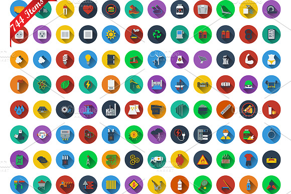 744 Icons In Flat Design