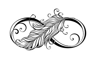 Infinity Symbol with Feather, an Illustration by blackmoon9