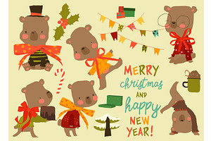 Cute Cartoon Bears with Christmas, an Animal Illustration by Maria Starus