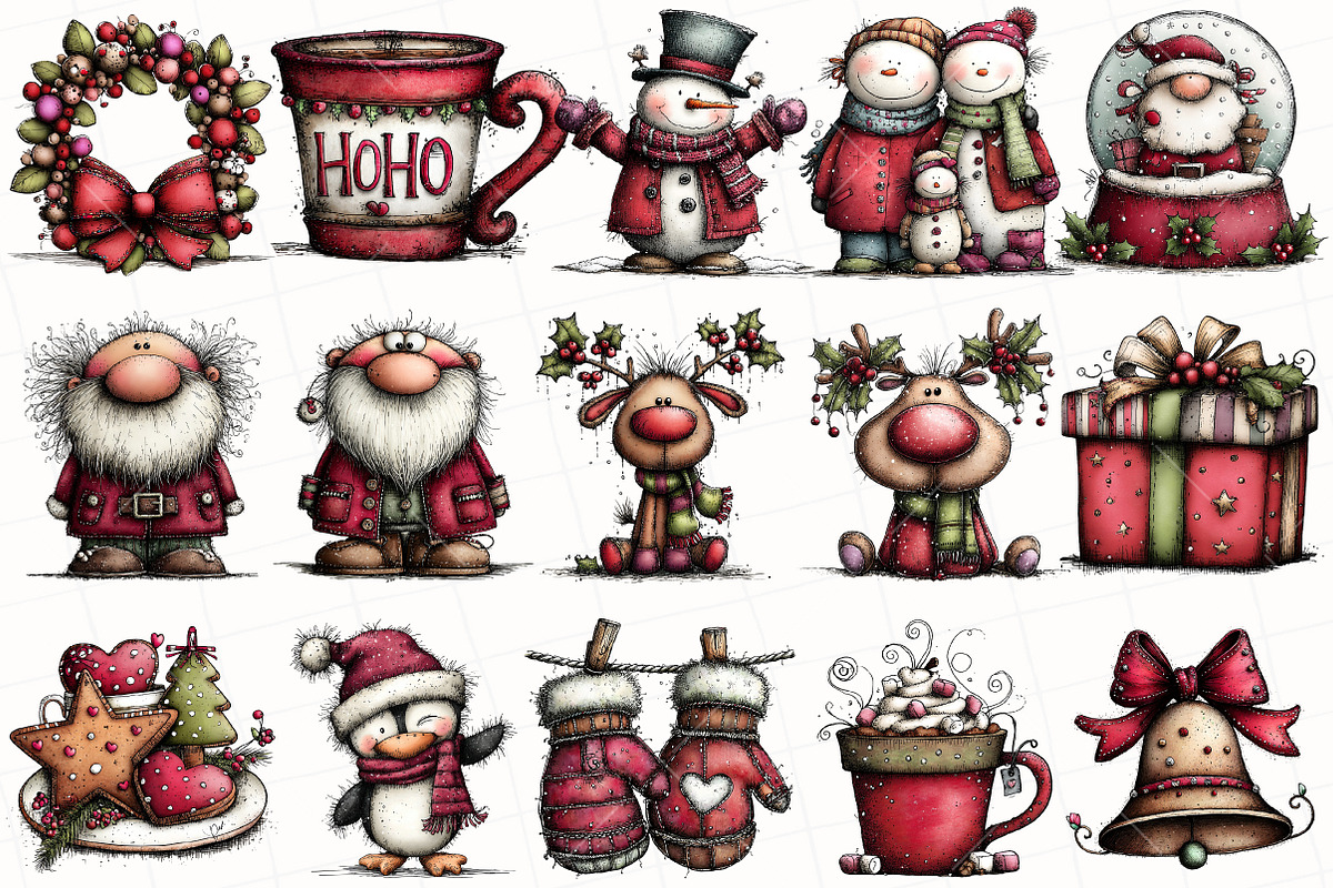 Whimsical Christmas Clipart, an Illustration by OK Design (Photo 3 of 6)