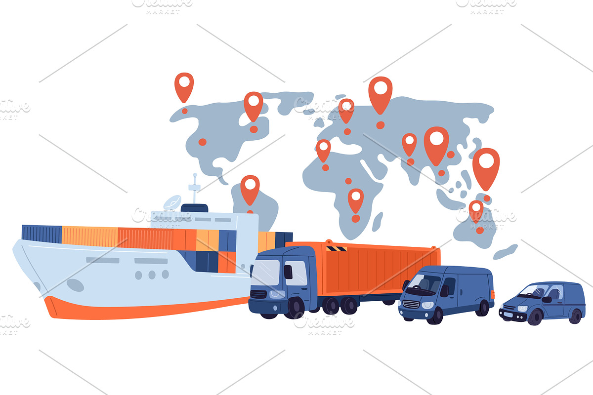 International freight transportation, a Transportation Illustration by Vectorbuum
