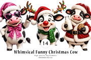 Whimsical Funny Christmas Cow, a Seasonal Illustration by CreationArt (Thumbnail 1 of 6)