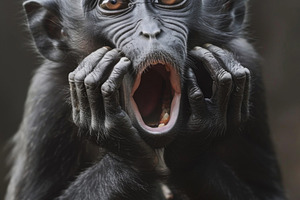 Surprised monkey with open mouth, an Animal Photo by Handmadefont