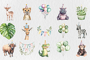 Watercolor Safari Birthday Clipart, a Seasonal Illustration by Rose Art (Thumbnail 4 of 4)