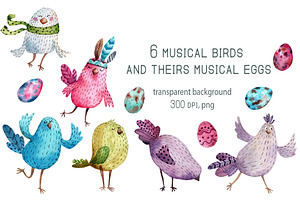 Birdsong - Watercolor Clip Art Set