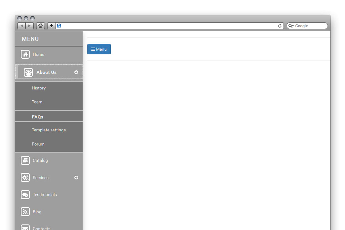 Slide Sidebar Menu Flat Color, a HTML Template by Artolus