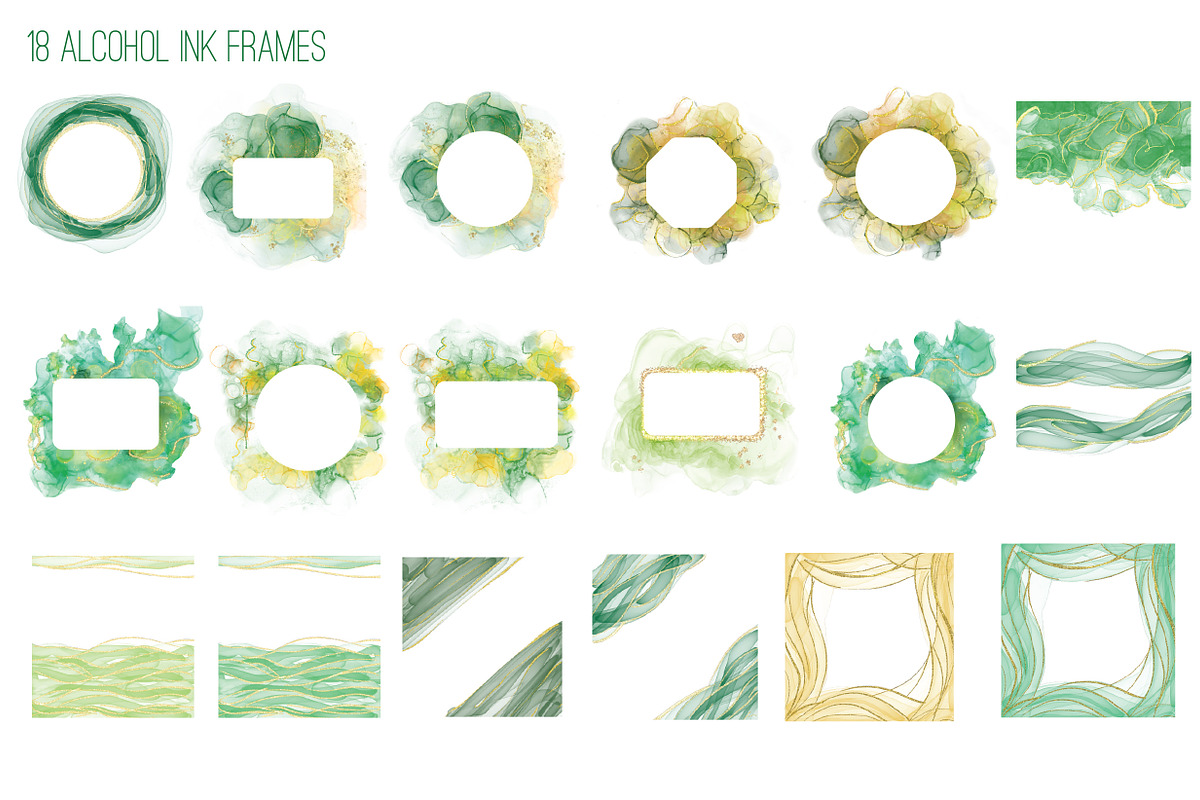 Green/Gold Alcohol Ink graphics, a Texture Illustration by Winged Graphics (Photo 2 of 3)