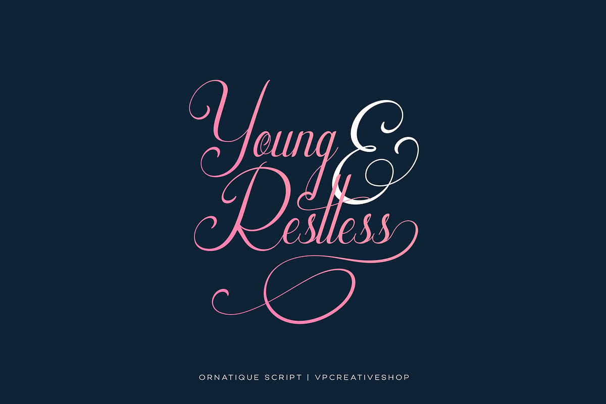 Ornatique script - 4 fonts, a Script Font by VP Fonts (Photo 11 of 15)