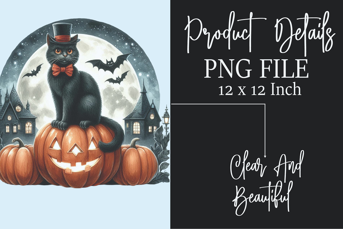 Halloween Black Cat Clipart Bundle, a Seasonal Illustration by Rose Art (Photo 6 of 6)