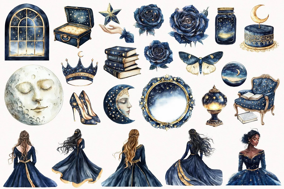 Celestial Glamour, a Decorative Illustration by PeDe Designs (Photo 2 of 15)