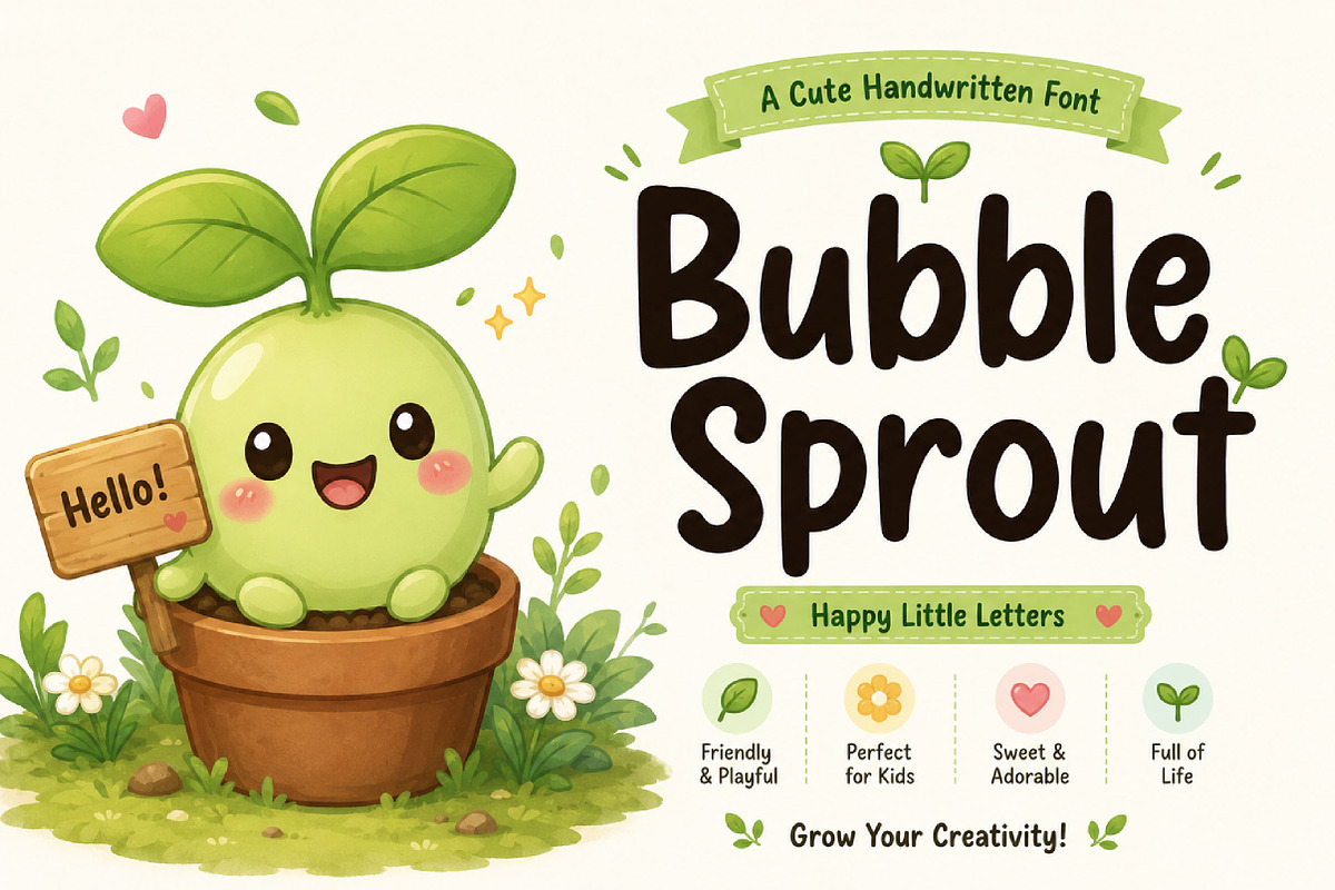 Bubble Sprout, a Script Font by Wow Magic (Photo 3 of 4)