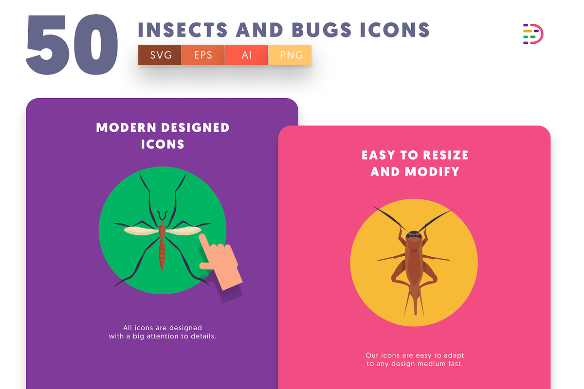 50 Insects and Bugs Icons, an Outline Icon by Dighital (Photo 4 of 10)