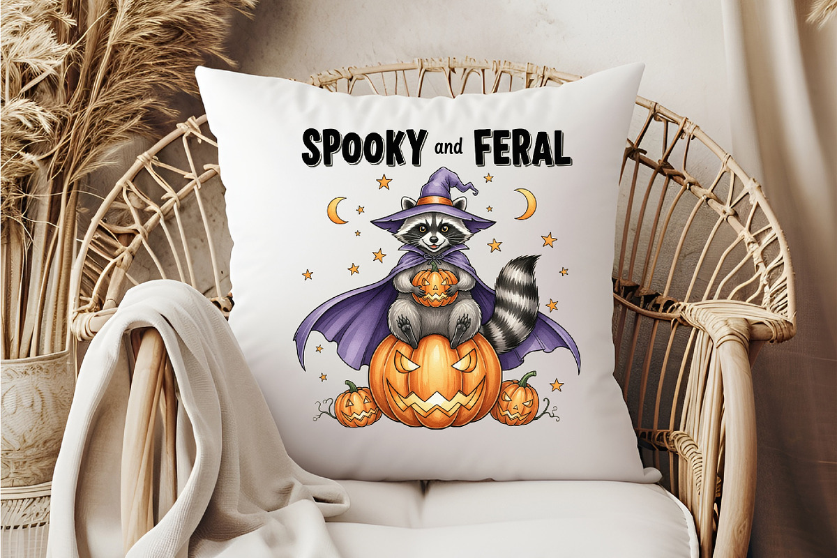 Spooky and Feral Raccoon PNG,Hallowe, an Illustration by DreamCafeArt (Photo 6 of 7)