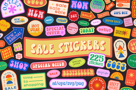 SALE RETRO VECTOR STICKERS Y2K STYLE