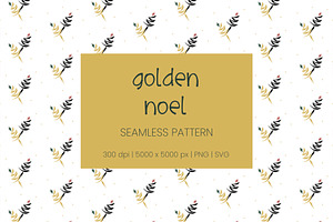 Golden Noel Seamless Pattern