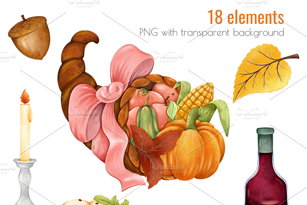 Thanksgiving day Clipart PNG Set, a Food Illustration by Mespilia (Photo 2 of 5)