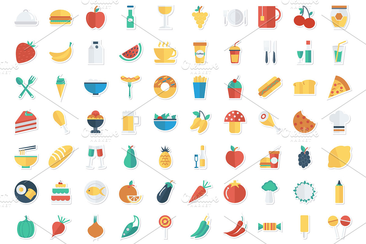 Food and Drink Sticker icons, an Icon by Dinosoftlabs (Photo 2 of 2)