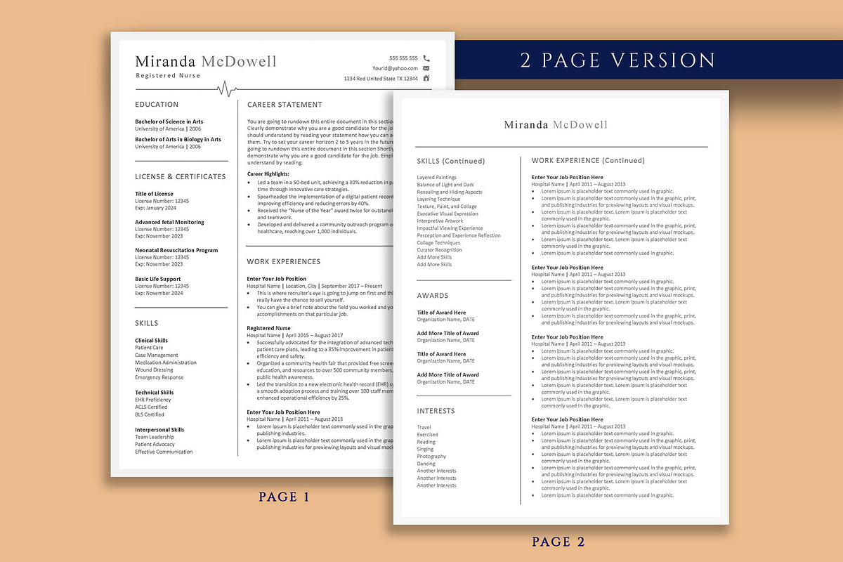 Professional RN Resume, a Resume Template by VictoriousVita (Photo 3 of 8)