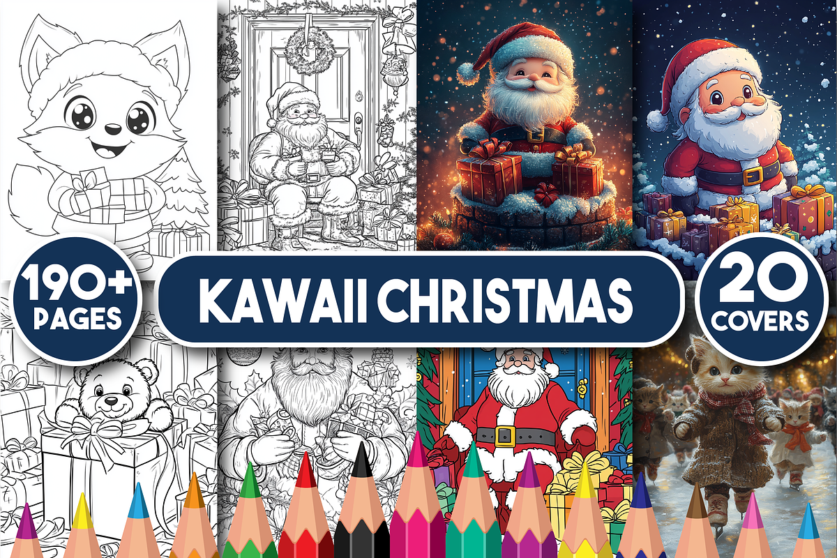 Kawaii Christmas Coloring Book, an Animal Illustration by Design Home (Photo 1 of 3)