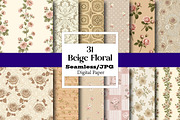 Beige Floral Seamless Pattern Bundle, a Pattern Graphic by Wow Magic (Thumbnail 1 of 3)