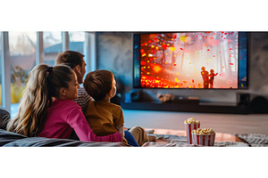 Family enjoying movie night with, a Person Photo by piter.goskov