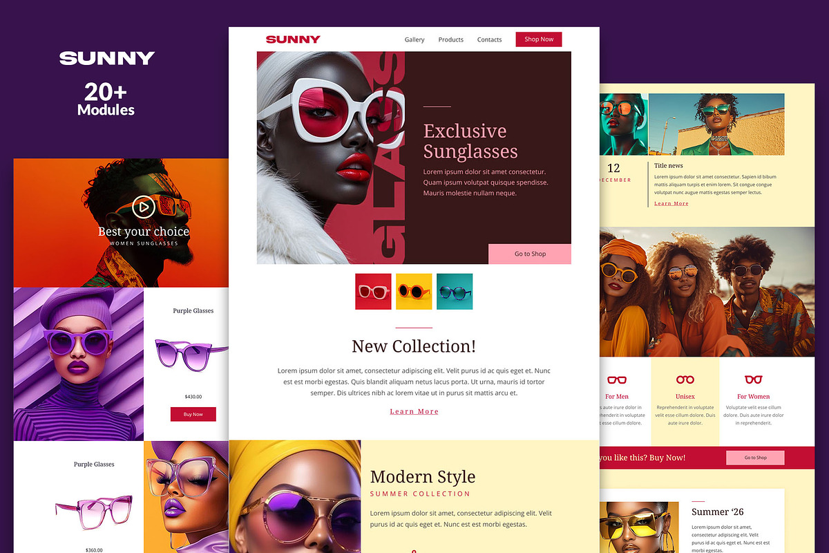 Sunny Email Template + Builder, an Email Template by WEB4PRO (Photo 1 of 3)