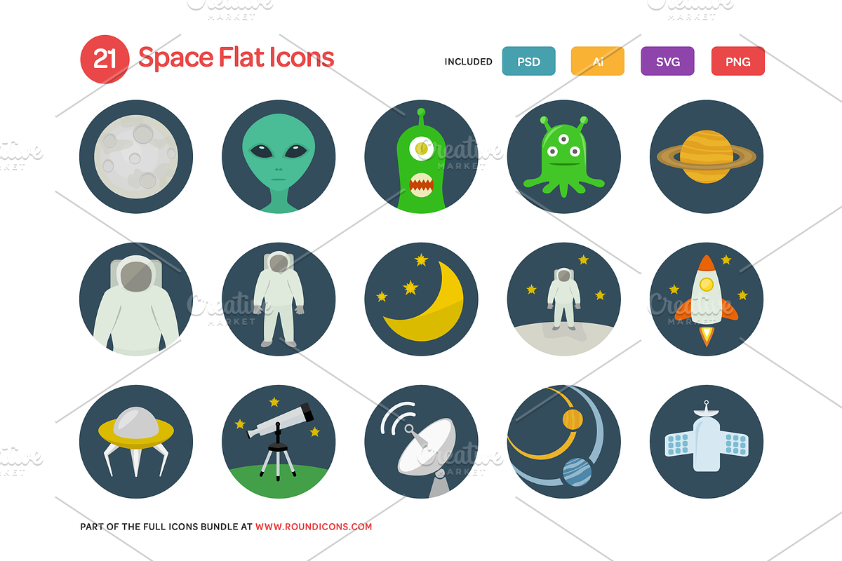Space Flat Icons Set preview 2