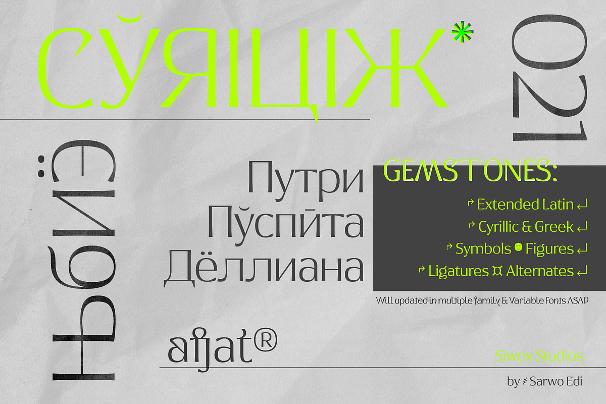 Afjat Trends - Latin & Cyrillic, a Sans Serif Font by Siwox Studios (Photo 2 of 8)