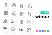 Winter 16 Thin Line Icons Set, an Outline Icon by Alex Blogoodf (Thumbnail 1 of 5)