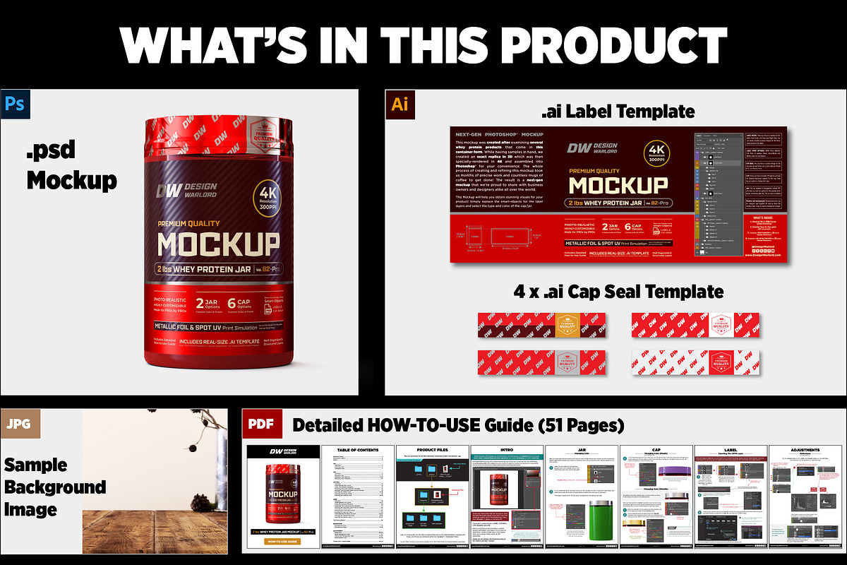 2lb Whey Protein Jar Mockup B2-Pro, a Packaging Mockup by Design Warlord (Photo 14 of 16)
