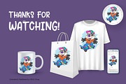 Cute Cartoon Raccoon on a skateboard, an Animal Illustration by KENO Mascots (Thumbnail 3 of 3)