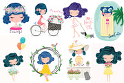 set with cartoon girls - cute girls, a Person Illustration by StudioLondon (Thumbnail 1 of 9)