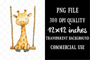 Watercolor Animals On Swings Clipart, an Illustration by Designking (Thumbnail 4 of 5)