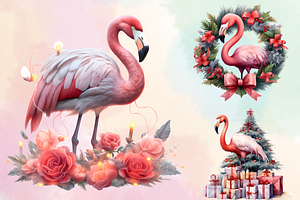 Christmas Flamingo Clipart Sublimati