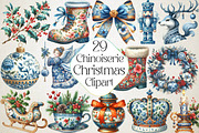 Chinoiserie Christmas Clipart, an Illustration by DreamPrint404 (Thumbnail 1 of 4)