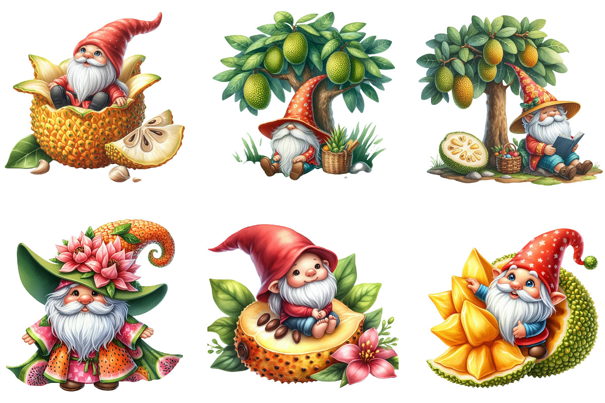 Gnome Clipart, Jackfruit Gnome, an Illustration by DreamArtGraphic (Photo 5 of 6)