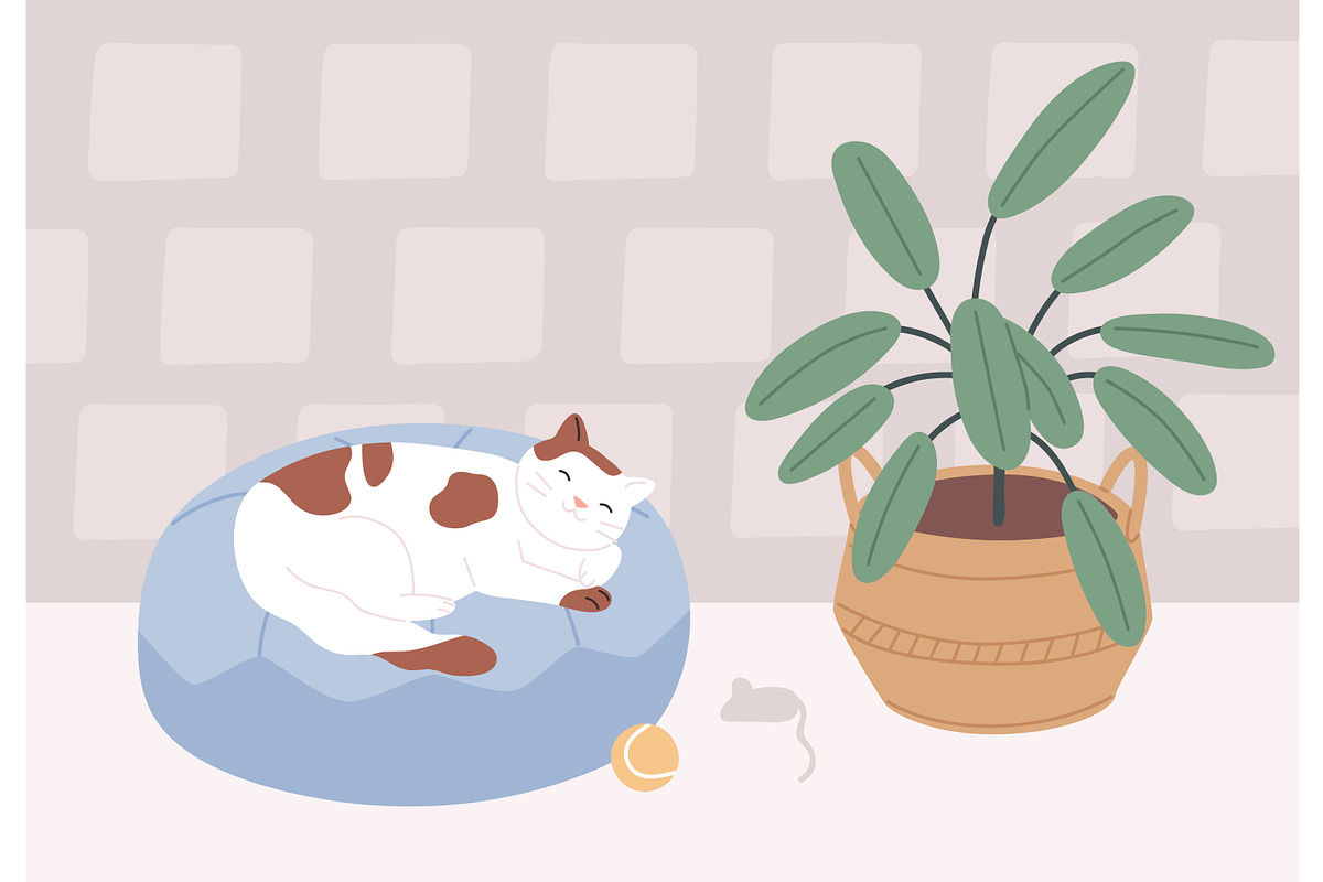 Cat sleeping on pillow, an Animal Illustration by Good Studio (Photo 1 of 3)