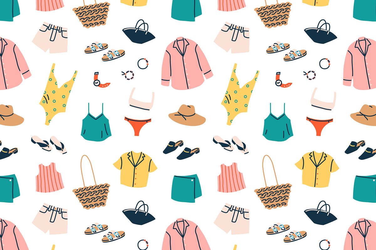 Vacation clothes seamless patterns, a Pattern Graphic by Good Studio (Photo 3 of 5)