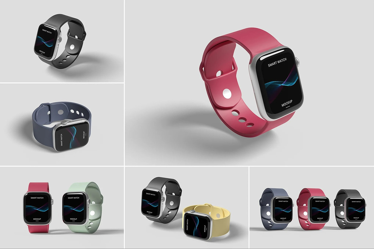Smart Watch Mockup, a Wearable Device Mockup by Hubzway (Photo 1 of 9)