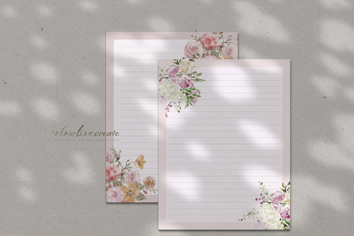 Floral Notepad Template | 33 Designs, a Stationery Template by slowlivecreate (Photo 3 of 15)