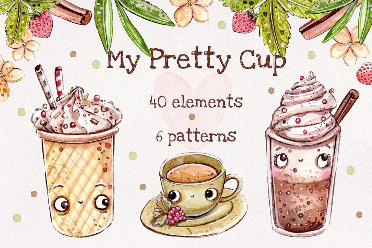 My Pretty Cup set +bonus: 6 patterns, a Decorative Illustration by Kristina Crocus (Photo 1 of 3)