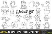 Funny Kawaii Workout Cat Clipart, an Animal Illustration by ARTify Illustrations (Thumbnail 3 of 3)