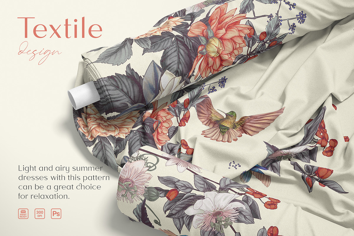 Seamless patterns Hummingbird Blooms, a Pattern Graphic by Yana Dobrik (Photo 4 of 14)